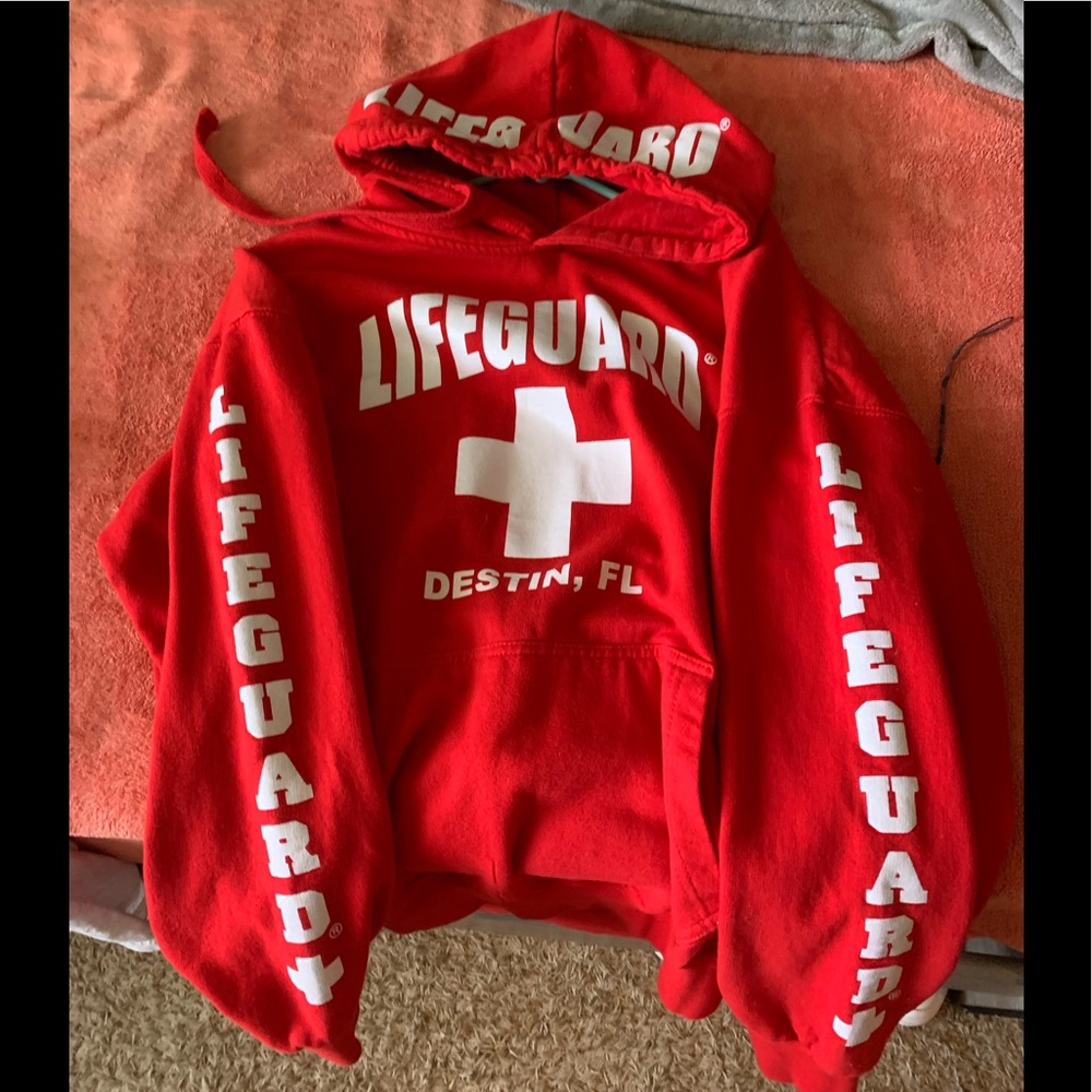 Destin Florida lifeguard sweatshirt red worn twice